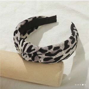 Leopard Print Velveteen Top Knot Headband